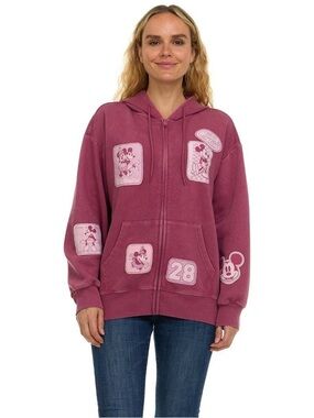 Disney Mickey Mouse Pink Zip-Up Hoodie Size Large Y2K